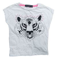 Biele tričko s čierným tigrom