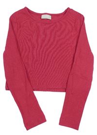 Malinové rebrované crop tričko Matalan