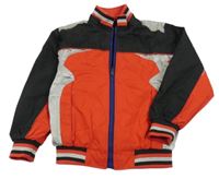 Červeno-čierno-strieborná šušťáková jarná bunda