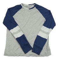 Sivo-modré pyžamové tričko Next