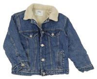 Modrá zateplená riflová bunda s kapsami Zara