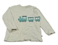 Šedé melírované triko s vlakem 