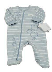 Nové - světlemodrý pruhovaný fleecový overal s Púem George