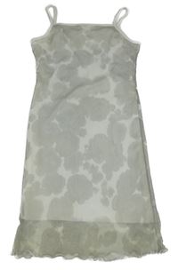 Bielo-sivé šifónové šaty