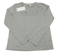 Nové - šedé melírované triko s nápisem mango