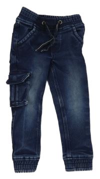 Tmavomodré teplákové cuff rifle s vreckami Lupilu