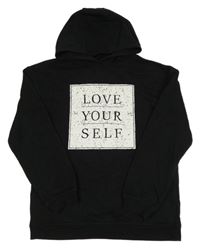 Černá mikina s potiskem a kapucí Primark