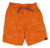 Oranžové vzorované plážové kraťasy 