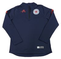 Tmavomodrá športová funkčná ľahká mikina s potlačou