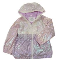 Růžovo-lila metalická šusťáková podzimní parka s kapucí Primark