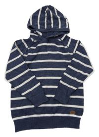 Tmavomodro-biely pruhovaný ľahký sveter s kapucňou H&M