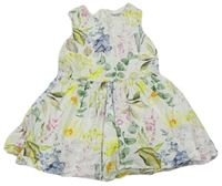 Smotanové kvetované plátenné šaty Nutmeg