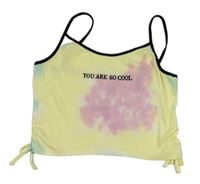 Žlto-farebný rebrovaný crop top s nápisom River Island
