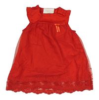Červené tylové šaty s výšivkami H&M