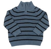 Modro-tmavomodrý pruhovaný sveter