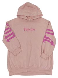 Růžová mikina s nápisy a kapucí River Island