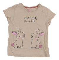 Svetloružové tričko s králíčky zn. F&F
