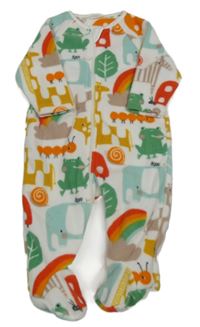 Bílo farebný fleecový overal so zvieratkami Next