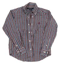 Tmavomodro-bílo-vínová kostkovaná košile 