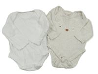 2set - 2x body - bílé + béžové s čumákem 