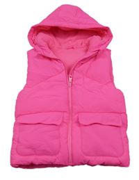 Neonově růžová šusťáková zateplená vesta s kapucí Dunnes Stores