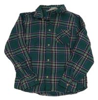 Zeleno-modrá kockovaná flanelová košeľa H&M