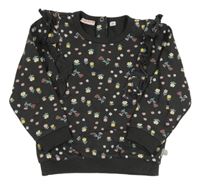 Antracitová kvetovaná mikina s volánikmi Liegelind