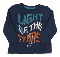 Tmavomodré triko s nápisem a raketou Topomini