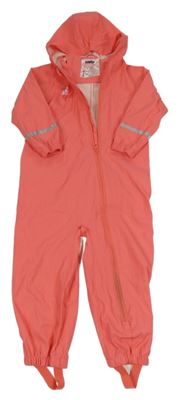 Korálová voděodolná jarní kombinéza s jednorožcem a kapucí Lupilu