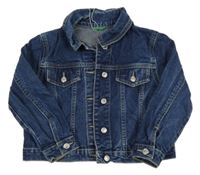 Tmavomodrá rifľová crop bunda Benetton