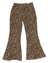 Béžovo-černo-fialové flare legíny s leopardím vzorem George