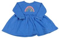 Modré teplákové šaty s duhou Tu