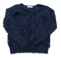 Tmavomodrý chlpatý prepínaci sveter