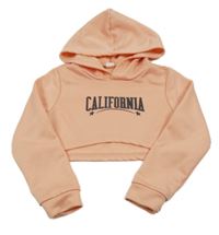 Ružová crop mikina s nápisom a kapucňou Shein