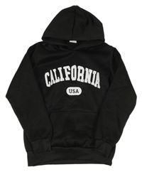 Čierna mikina s nápisom a kapucňou