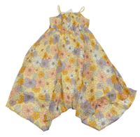 Žluto-barevné květované šifonové šaty H&M
