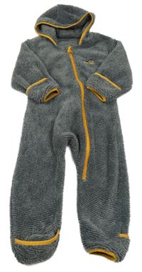 Šedo-žlutá pruhovaná plyšová kombinéza s logem a kapucí Peter Storm