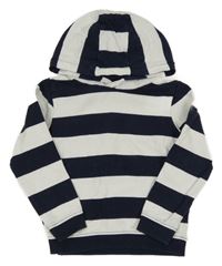 Tmavomodro-biela pruhovaná mikina s kapucňou M&S