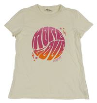 Béžovo-růžové tričko s nápisy