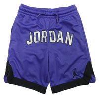 Fialovo-černé sportovní kraťasy s logem Jordan Air 