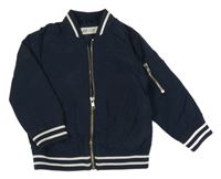 Tmavomodro-bílý šusťákový podzimní bomber H&M