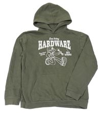 Khaki mikina s nápisy a chlapcem a kapucí H&M
