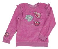 Fialová plyšová mikina s kvetmi Kids