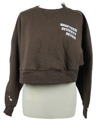 Nové - Dámská hnědá crop mikina s nápisy Primark 