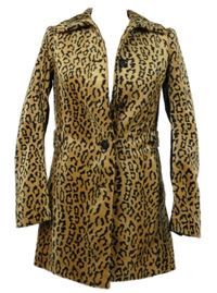 Dámsky béžovo-čierny vzorovaný zamatový kabát H&M vel. 32