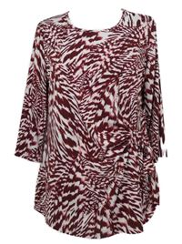 Dámská vínovo-bílá vzorovaná halenka s mašlí 