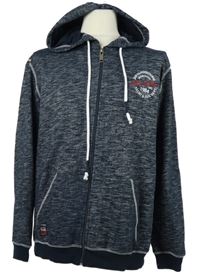 Pánská tmavomodrá melírovaná propínací mikina s kapucí Jan Vanderstorm 