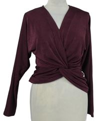 Dámska vínová blúzka s řasením Gallery