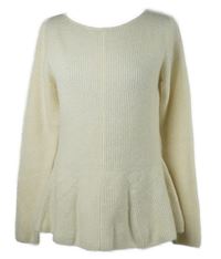 Dámský smetanový žebrovaný peplum svetr H&M