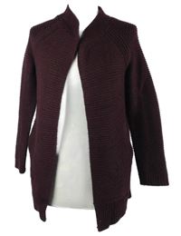 Dámský vínový svetrový vlněný cardigán M&S